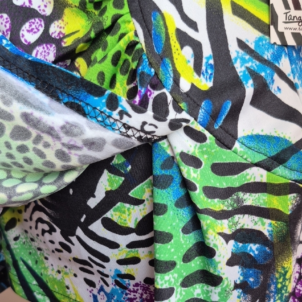 Tango Mango Vibrant Blue and Green Wrap Blouse (C61) - Picture 11 of 11